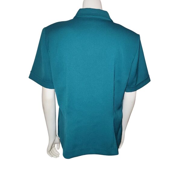 CHADWICKS Teal Green Short Sleeve Overblouse Vintage Womens Size 12 - Picture 2 of 8